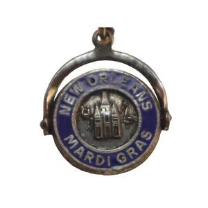 Sterling Mardi Gras New Orleans Spinner Charm Vintage NOS on Card